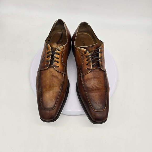 Magnanni Dress Shoe Men's 8.5 M Leather Moc-Toe Bluchers - Picture 2 of 8